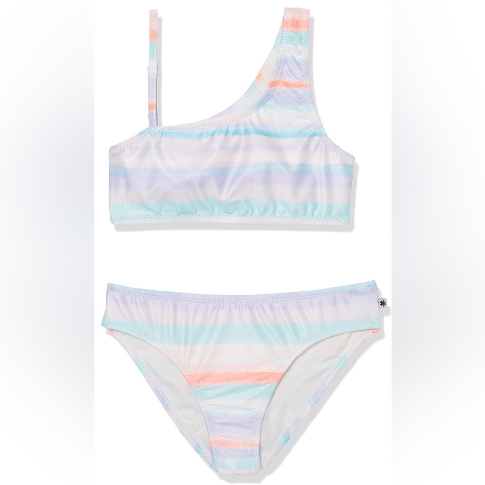 •LUCKY BRAND•NWT MULTI-COLOR BLUE TINT LITTLE GIRL 2-PIECE BIKINI SET SIZE 12/14